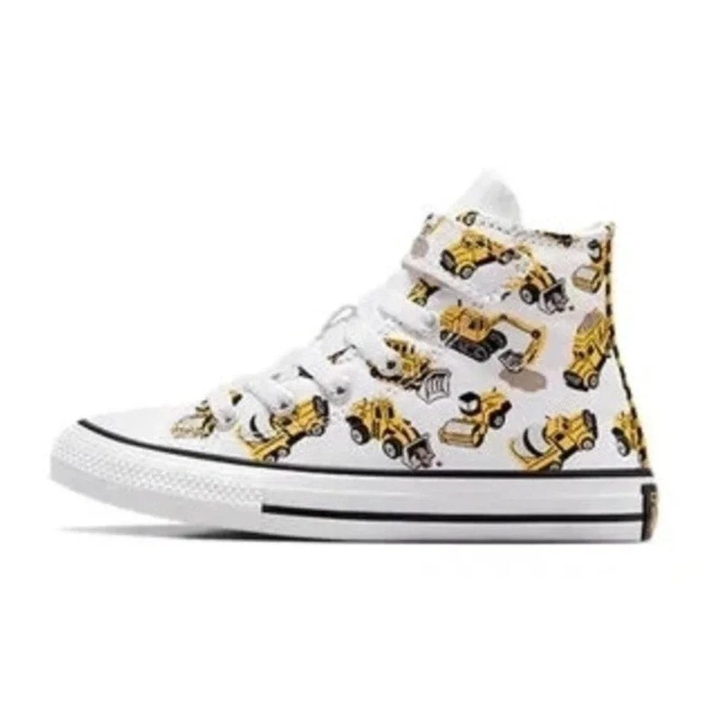 Converse CTAS‎ High Tops Yellow Construction Trucks Designs Kids NEW Size 2